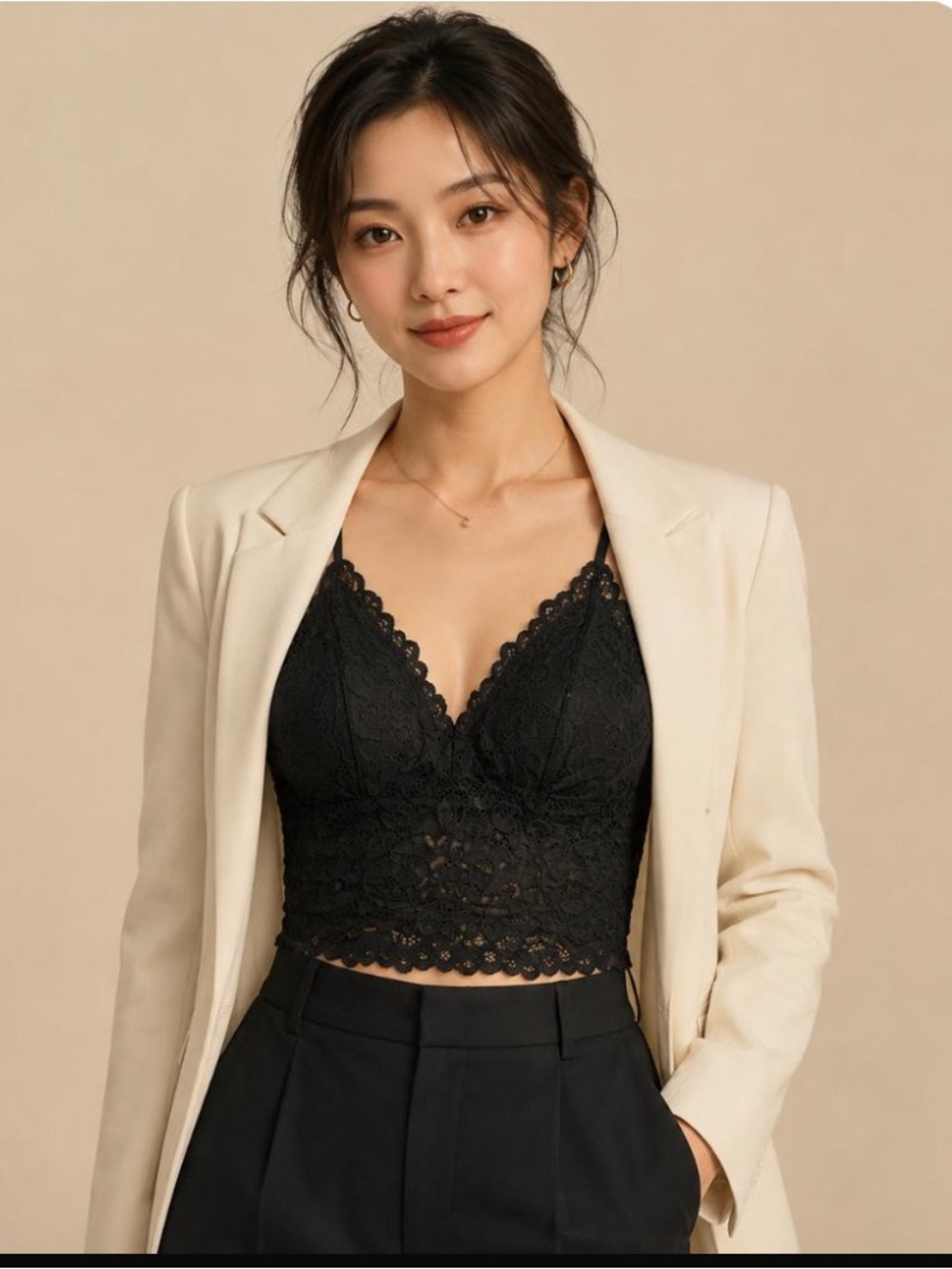 Gilly Hicks Black Lace Bralette Crop Camisole